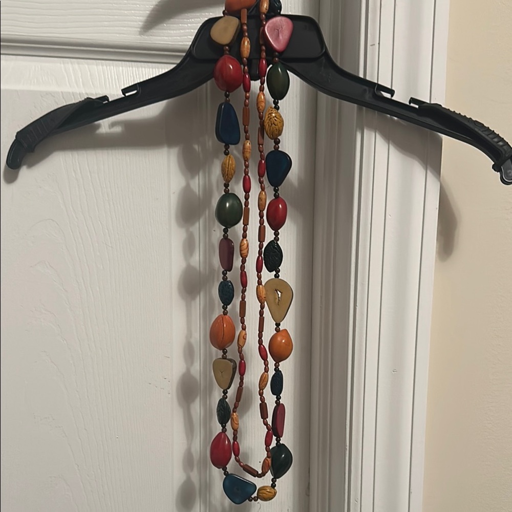Two Colorful Beaded Boho Long Necklaces
